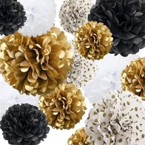 img 1 attached to 22Pcs Tissue Paper Pom Poms: Perfect for Birthday, Bachelorette, Wedding, Baby Shower and Bridal Shower Party Decorations with Paper Flowers