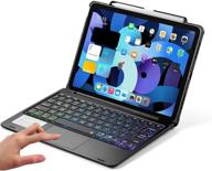 ipad pro 11 case 2021 (3rd generation): touchpad keyboard, pencil holder, backlit bluetooth, trackpad, flip smart cover (black) logo