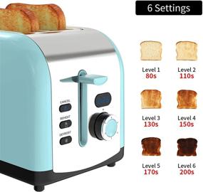 img 1 attached to 🧡 Keenstone Toaster 2 Slice - Retro Stainless Steel with Defrost/Reheat/Cancel Function, Timer, Wide Slot, Removable Crumb Tray - Blue