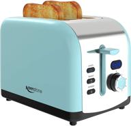 🧡 keenstone toaster 2 slice - retro stainless steel with defrost/reheat/cancel function, timer, wide slot, removable crumb tray - blue логотип