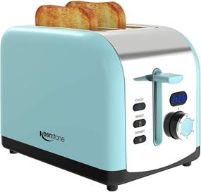 img 4 attached to 🧡 Keenstone Toaster 2 Slice - Retro Stainless Steel with Defrost/Reheat/Cancel Function, Timer, Wide Slot, Removable Crumb Tray - Blue