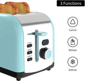 img 2 attached to 🧡 Keenstone Toaster 2 Slice - Retro Stainless Steel with Defrost/Reheat/Cancel Function, Timer, Wide Slot, Removable Crumb Tray - Blue