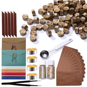img 4 attached to 🔥 SEO-Optimized Product Name: "298-Pc Wax Seal Kit: 250 Bronze Gold Sealing Wax Beads, 1 Melting Spoon, 4 Candles, 30 Vintage Envelopes, 1 Tweezers, 10 Satin Ribbon, 2 Gold Element Adhesive Wax Bottles
