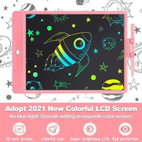 img 2 attached to 🎨 Fun and Educational Rechargeable LCD Writing Tablet - 10 Inch Colorful Doodle Board for Kids, Perfect Travel Birthday Gift (Pink)