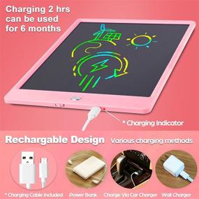 img 3 attached to 🎨 Fun and Educational Rechargeable LCD Writing Tablet - 10 Inch Colorful Doodle Board for Kids, Perfect Travel Birthday Gift (Pink)