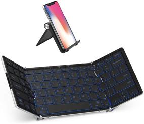 img 4 attached to 🔤 iClever BK05 Bluetooth Keyboard: 3-Color Backlight, Multi-Device, Foldable | For Tablets, Smartphones, Laptops & More