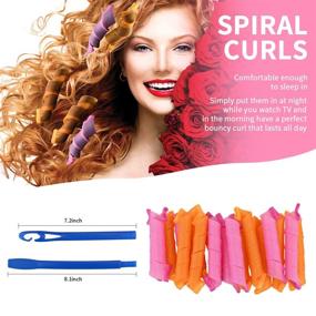 img 3 attached to 🌀 Spiral Curls Styling Kit: Magic Hair Curlers for DIY Hair Rollers Wave Styles - 18 PCS No Heat, 30 cm/12 Inch Long, Suitable for Various Hairstyles, Includes 1 Styling Hook