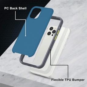 img 1 attached to 📱 Ykooe Shockproof iPhone 12 Pro Max Case 6.7" - Blue Soft TPU Bumper, Anti-Scratch Hard PC Back, Independent Detachable Buttons, Protective Cover