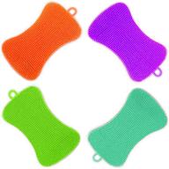 💦 worcas 4 pack silicone sponge kitchen sponge set - multi-functional dish wash sponges for dishes washing and cleaning, kitchen gadgets cleaning brush logo