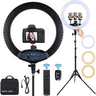 💡 enhance your video shooting with the 19 inch led ring light: dimmable, tripod stand, lcd display touch screen, cri>97, includes carrying bag and remote controller logo