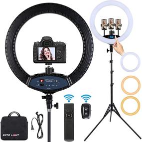 img 4 attached to 💡 Enhance Your Video Shooting with the 19 inch LED Ring Light: Dimmable, Tripod Stand, LCD Display Touch Screen, CRI>97, Includes Carrying Bag and Remote Controller