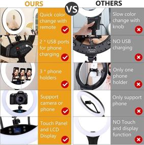 img 1 attached to 💡 Enhance Your Video Shooting with the 19 inch LED Ring Light: Dimmable, Tripod Stand, LCD Display Touch Screen, CRI>97, Includes Carrying Bag and Remote Controller