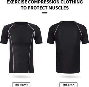 img 3 attached to Stay Cool and Dry with HASANBAY Men's Thin Short Sleeve Compression Shirt - Perfect for Sports and Workouts!