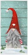 🎅 pfrewn christmas gnome tomte hand towels: ultra soft winter elf snow wooden wall bathroom towel - ideal bath towel for winter xmas bathroom decor & gifts, 16x30 inches logo