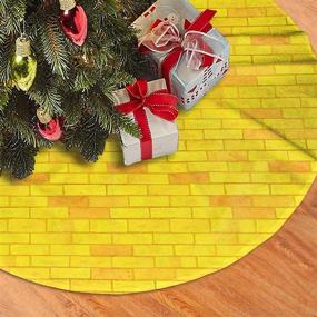 img 3 attached to MINIOZE Golden Yellow Brick Road Themed Christmas Tree Skirt - 30, 36 and 48 Inches Big Giant Size. Large Round Pad Carpet Mat Rug Cover for Classic Xmas Party Favors, Ornaments and Decorations - Ideal for Supplies and Festive Ornamentations.