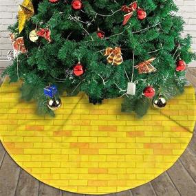 img 2 attached to MINIOZE Golden Yellow Brick Road Themed Christmas Tree Skirt - 30, 36 and 48 Inches Big Giant Size. Large Round Pad Carpet Mat Rug Cover for Classic Xmas Party Favors, Ornaments and Decorations - Ideal for Supplies and Festive Ornamentations.