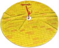 minioze golden yellow brick road themed christmas tree skirt - 30, 36 and 48 inches big giant size. large round pad carpet mat rug cover for classic xmas party favors, ornaments and decorations - ideal for supplies and festive ornamentations. логотип