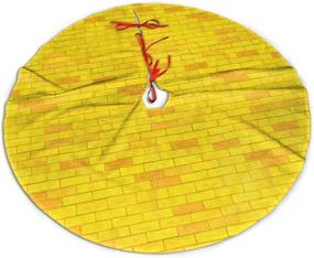 img 4 attached to MINIOZE Golden Yellow Brick Road Themed Christmas Tree Skirt - 30, 36 and 48 Inches Big Giant Size. Large Round Pad Carpet Mat Rug Cover for Classic Xmas Party Favors, Ornaments and Decorations - Ideal for Supplies and Festive Ornamentations.