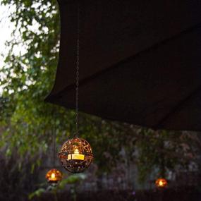 img 2 attached to 🏮 Solar Hanging Lanterns: ZHONGXIN Beaded Copper Wire Ball Candle Holder with Solar Tea Lights - Set of 4 for Home, Garden, Patio, and Tree Décor