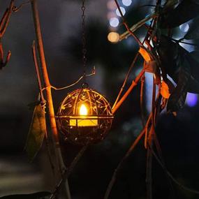 img 3 attached to 🏮 Solar Hanging Lanterns: ZHONGXIN Beaded Copper Wire Ball Candle Holder with Solar Tea Lights - Set of 4 for Home, Garden, Patio, and Tree Décor