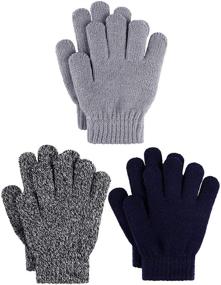 img 4 attached to 🧤 Warm and Cozy: Cooraby 3 Pairs Kid's Winter Gloves - Thick Cashmere Knitted Gloves for Children's Cold Weather