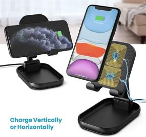 img 3 attached to 📱 Foldable Wireless Charging Stand for Desk - SUPERDANNY Adjustable Phone Holder with Fast Charging for iPhone 11 Pro/11/Xs Max/Xr/8 Plus, Galaxy Samsung s20/s10/s10 (Black)