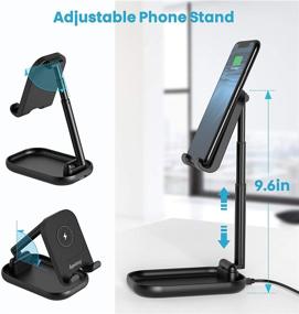 img 1 attached to 📱 Foldable Wireless Charging Stand for Desk - SUPERDANNY Adjustable Phone Holder with Fast Charging for iPhone 11 Pro/11/Xs Max/Xr/8 Plus, Galaxy Samsung s20/s10/s10 (Black)