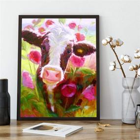 img 4 attached to Colorful Cow 5D Diamond Painting Kit: Full Drill Round Art for Adults & Kids – Home Wall Decor 12"x16" (cow1)
