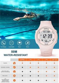 img 1 attached to 🌊 Waterproof Digital Watch for Teenage Girls and Women, with Back Light and Sports Features (Suitable for Ages 11-15)