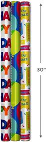 img 2 attached to 🎁 Hallmark Reversible Birthday Wrapping Paper Bundle - Balloons, Bright Green, Teal Stripes, White Polka Dots on Red (75 sq. ft. total)