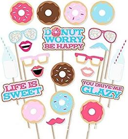 img 4 attached to Delightful Donut Time: 22Pcs Donut Photo 🍩 Booth Props for Perfect Girl Doughnut Birthday Party Decorations