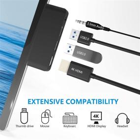 img 2 attached to 🔌 Cateck Surface Go Docking Station: 4-in-1 USB C Adapter with HDMI, USB 3.0, 3.5mm Audio Jack - Portable for Surface Go/Go 2/Go 3 Accessories