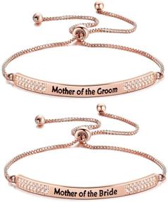 img 4 attached to 💎 Sparkling CZ Paved Mother in Law Bracelet - Perfect Mother of the Bride Groom Bracelet with Adjustable Slider