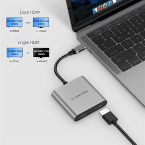 img 2 attached to 🔌 LENTION USB C to Dual HDMI Adapter: Experience Stunning 4K@60Hz and 4K@30Hz Display, Compatible with New MacBook, Surface Book 2/Pro 7/Go, XPS 13/15 and Thunderbolt 3 Ports – CB-C53s (Space Gray)