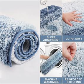 img 1 attached to Коврики для ванной Sunhop Bath Mat Set - 2-х предметный микроволоконный коврик для ванной, невероятно мягкий и антискользящий ковер для душа, впитывает воду, стирается в машинке, сушится быстро, идеально подходит для ванны, спальни и душа.