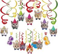 🐱 fun and whimsical kristin paradise cat face hanging swirl decorations - perfect for kitty-themed parties and meow-tastic birthdays! logo