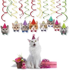 img 1 attached to 🐱 Веселые и причудливые украшения Kristin Paradise Cat Face Hanging Swirl - идеально подходят для вечеринок с котиками и мяукающих дней рождения!