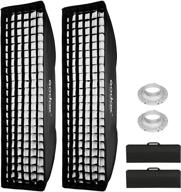 📸 godox 35 x 160cm strip beehive honeycomb grid softbox with bowens mount speedring - compatible for godox studio flash and strobe lighting (2pcs) - includes carry bag logo
