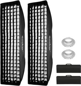 img 4 attached to 📸 Godox 35 x 160cm Strip Beehive Honeycomb Grid Softbox with Bowens Mount Speedring - Compatible for Godox Studio Flash and Strobe Lighting (2PCS) - Includes Carry Bag