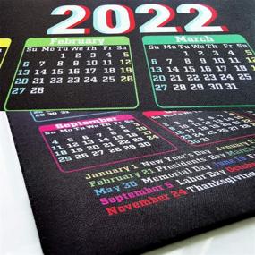 img 1 attached to 📅 2022 Коврик для мыши с календарем высокой четкости, персонализированный прямоугольной формы на черном фоне, с нескользящей поверхностью, размер: 9,5 х 7,6 дюймов (2022 Черный)