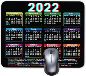 img 4 attached to 📅 2022 Коврик для мыши с календарем высокой четкости, персонализированный прямоугольной формы на черном фоне, с нескользящей поверхностью, размер: 9,5 х 7,6 дюймов (2022 Черный)