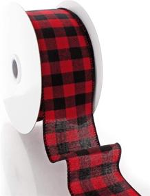 img 3 attached to 🐃 Buffalo Plaid Red and Black Wired Ribbon - 2 1/2&#34; x 10 Yards - Ribbon Traditions