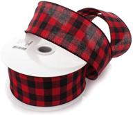 🐃 buffalo plaid red and black wired ribbon - 2 1/2&#34; x 10 yards - ribbon traditions logo