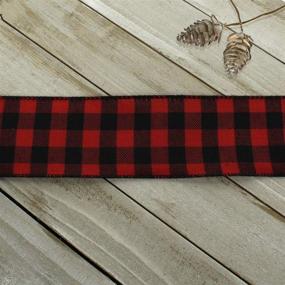 img 2 attached to 🐃 Buffalo Plaid Red and Black Wired Ribbon - 2 1/2&#34; x 10 Yards - Ribbon Traditions