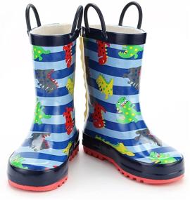 img 3 attached to K KomForme Waterproof Printed Rubber Rain Boots for Toddlers and Kids - Easy-On Handles Included