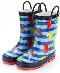 img 1 attached to K KomForme Waterproof Printed Rubber Rain Boots for Toddlers and Kids - Easy-On Handles Included