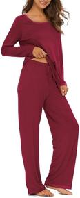 img 4 attached to 👚 TIKTIK Women's Long Sleeve Pajama Set - Sleepwear with Scoop Neckline - Sizes S-4XL