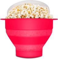 🍿 kufung kitchen silicone microwave popcorn popper collapsible bowl, bpa free, quick & easy, siz: small, color: rose red logo