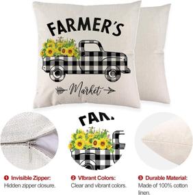 img 3 attached to 🌻 DFXSZ Summer Pillow Covers 18x18: Stylish Linen Cushion Cases for Farmhouse Summer Decor- Sunflower Truck Buffalo Dwarf Garland Flower Design Included