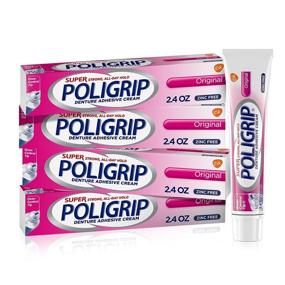 img 4 attached to 🦷 Супер Poligrip Оригинальная формула, без цинка, крем для протезов и частичных протезов, 9,6 унций (4 x 2,4 унции)